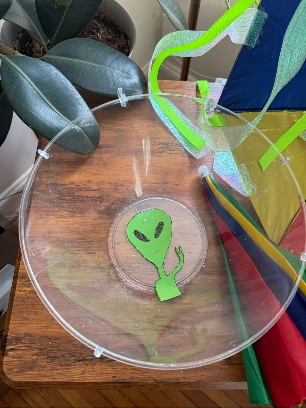 DIY Alien UFO Spaceship Costume Accessory Umbrella Hat Clear Bowl Prop Halloween
